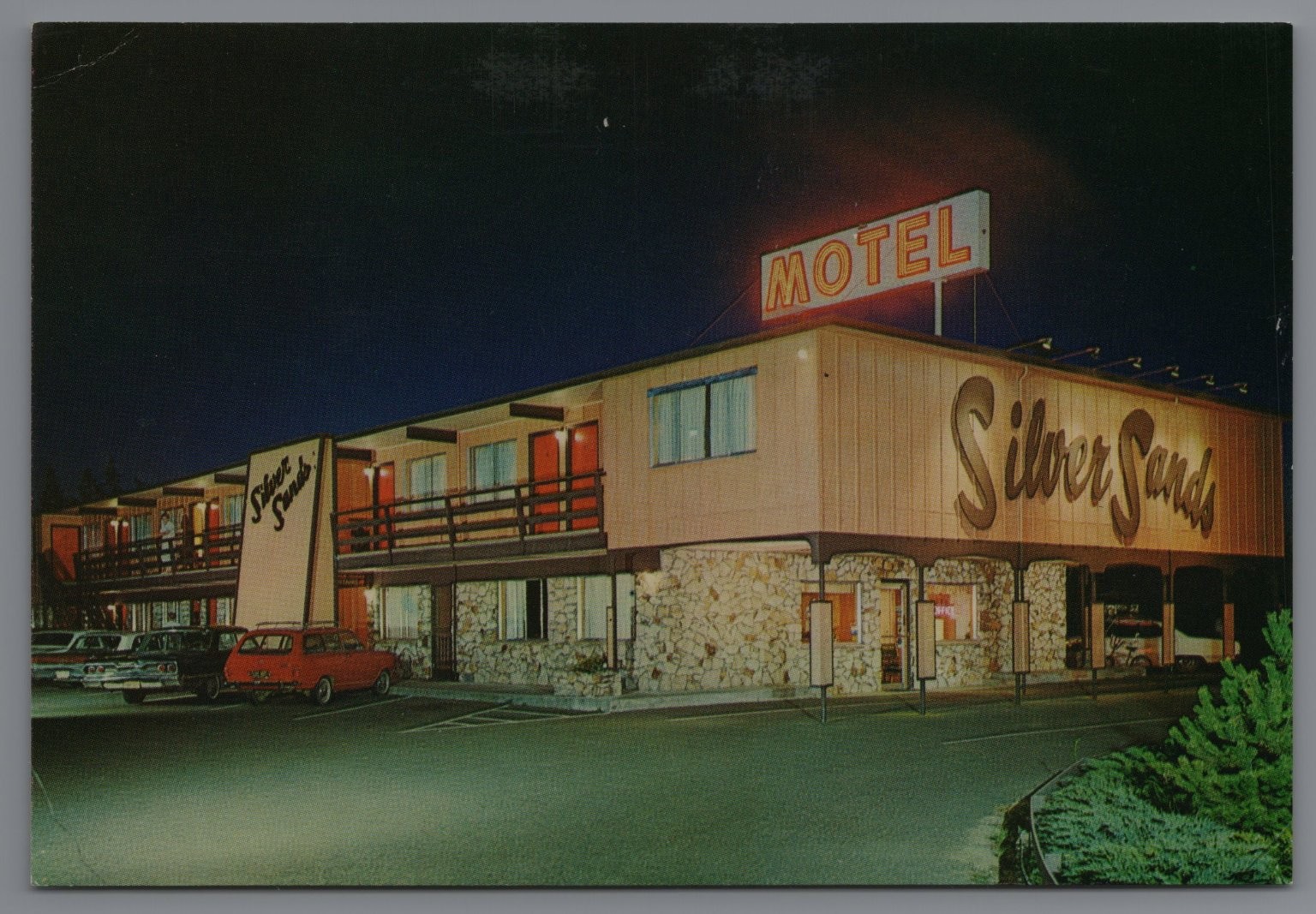 Vintage Silver Sands Motel Florence Oregon Neon Sign Postcard