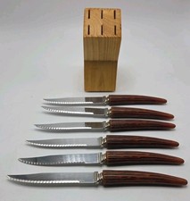 Set coltelli da bistecca vintage Sheffield England Regent bachelite finto corno manico osso 7 pezzi