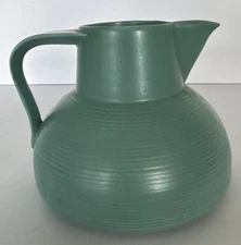 California Pottery Pitcher Vase Hoeing Aqua Blue with Handle 28H Vintage Pitcher