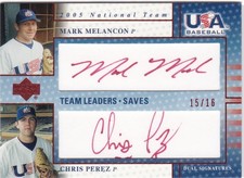 2005 Upper Deck USA Baseball #TL-8 Mark Melancon Chris Perez Dual Auto 15/16