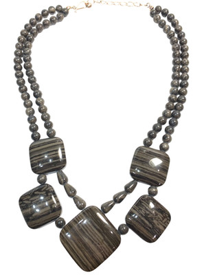 Jay King Mine Finds Petrified Palm Root/Wood Necklace Neutral Brown 925 Signed