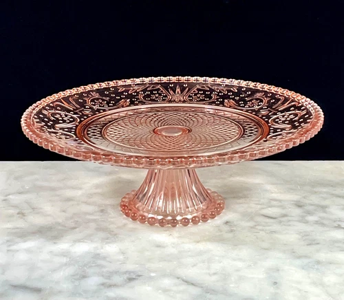 Vintage Pink Depression Glass 10” Cake Stand 1930-1940 Era