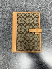 Vintage COACH Tan Signature C Canvas/Leather 6-Ring Agenda Day Planner Notebook