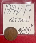 1914-D Lincoln Wheat Cent (F+) Fine+ Condition! “KEY DATE” ENN Coins