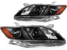 2007-2009 Toyota Camry Black Housing Amber Reflector Clear Lens Headlamp Kit