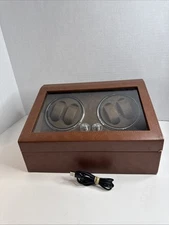 Double Watch Winder Display Case Multi Mode - Tan/Brown