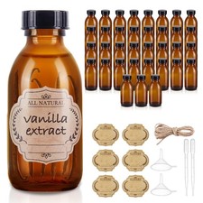 36 Pack 4 oz Boston Glass Bottle with Cap, Empty Glass Bottles for Homemade V...