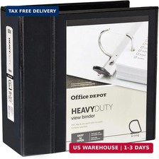 Office Depot  Brand Heavy-Duty View 3-Ring Binder, 5" D-Rings, Black