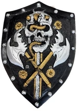 KBW Black Polyurethane Cosplay Novelty Medieval Knight Skull Shield 18" tall NWT