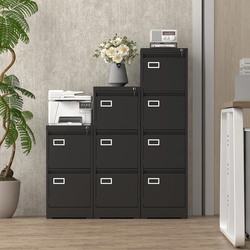 Archivador metálico de 4 cajones con cerradura, archivadores verticales para oficina en casa Foto 3 de 4