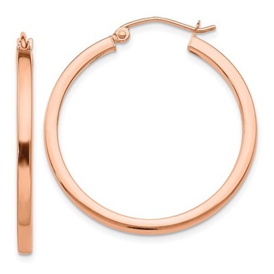 14 Karat Rotgold Creolen Damen mittel rund poliert Riegel hinten minimalistisch