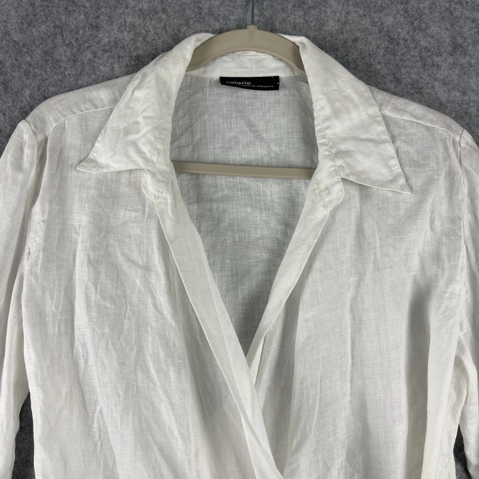 Винтажный Valerie от Valerie Stevens льняной надежном Топ женщин средний белый укороченный Coastal - Изображение 2 из 4