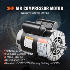 Uimoso 3HP Air Compressor Electric Motor 230V 3450RPM 56 Frame CW/CCW Rotation - Image 2