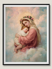Virgin Mary with Baby Jesus DIY Chart Counted Cross Stitch Patterns Needlework