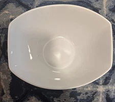 Over and Back White Porcelain Geometric Side Dish Bowl Modern Serveware 8.5”