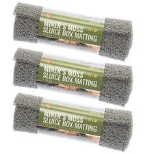 3 Pack Grey Miner's Moss 12X36x10mm Sluice Box Matting, Gold Panning