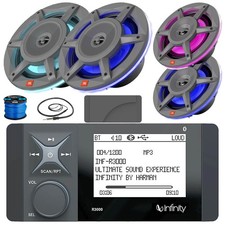 Infinity R3000 Marine Receiver, Cover, 2x 8" 500W Speakers, 2x 6.5" Speakers