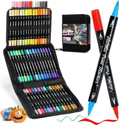 Acrylstifte für Steine Wasserfest 60 Farben 1-6mm Dual Tip (feine Spitze und 