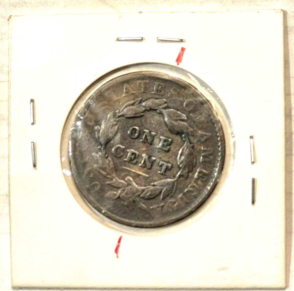 1835 Coronet Head Large Cent N1 R1 Lg 8/Stars 15°CW Rotated Die Error VF Traits - Image 4 of 4