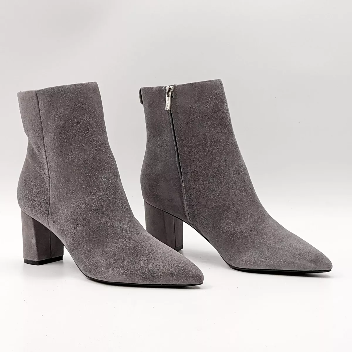 Calvin Klein Women Finch Grey Suede Pointy Toe Dress Boots Size 9