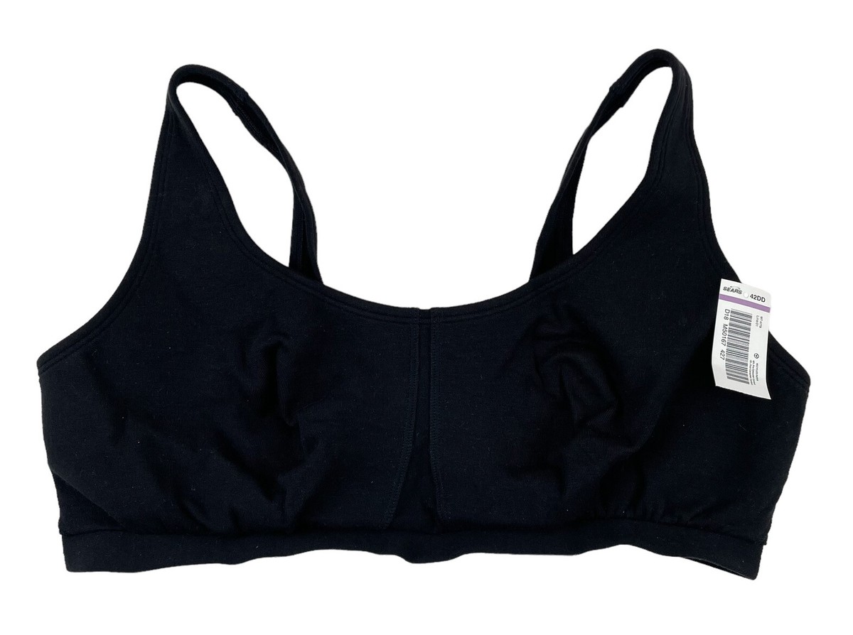NWT Womens Bra 42DD Black Knit Adjustable Clasp Sports Activewear