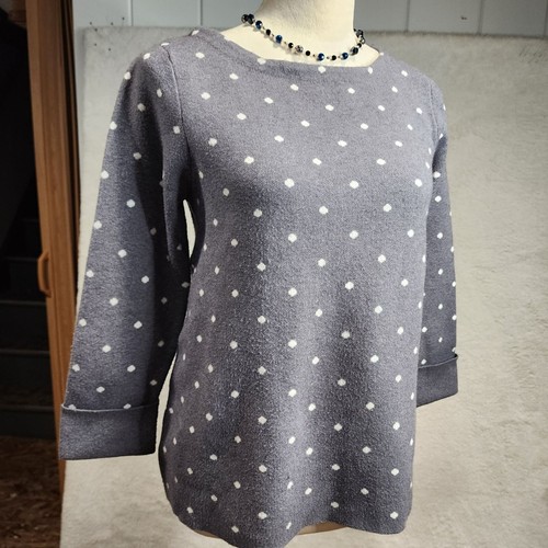 Pulóver de punto suave para mujer Cynthia Rowley gris lunares talla S - Imagen 8 de 13