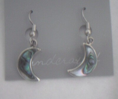 Earrings Crescent Moon Abalone Shell Alpaca small new