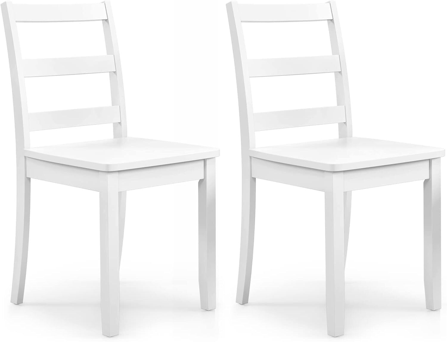 S Set Of 2 White - Wooden Armless Kitchen Chairs