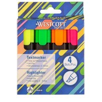 4 Westcott Textmarker Farbsortiert Highlighter Marker Neon