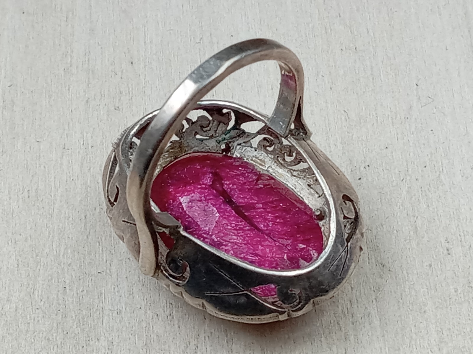 Statement Sterling Silver Ring Bright Magenta, Re… - image 8