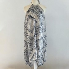 Anthropologie Halter Neck Midi Dress Womens Small Patchwork Lightweight Blue