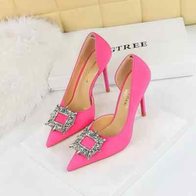 Pumps Schmuckschuhe Damen Absatz 10,5 cm Rosa 2 Strass Künstliches Leder 72062