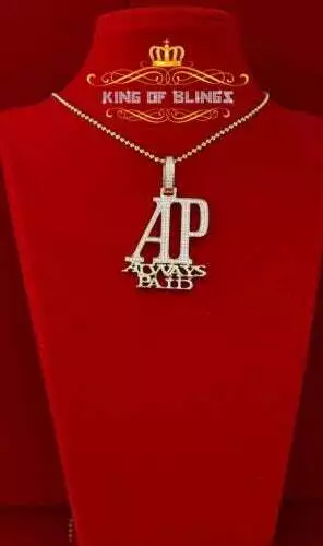 Yellow 925 Sterling Silver "AP" Letter Necklace Pendant 2.61ct Cubic Zirconia - Picture 2 of 10