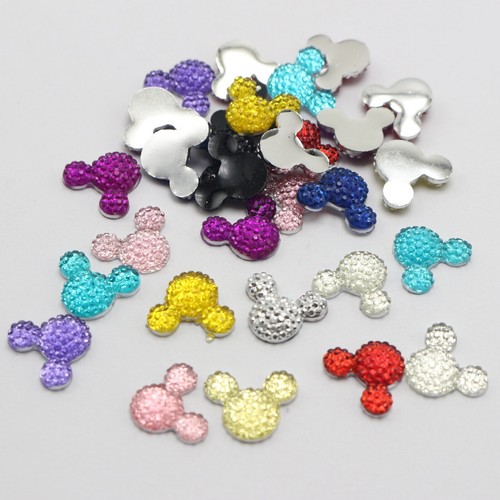 250 Flatback Resin Dotted Rhinestone Gems Mouse Head 14X12mm Craft Bow Center - Picture 18 of 18