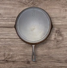 Vintage Lodge #8 3-notch Cast Iron Skillet 1940-1965 Restored