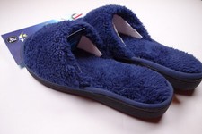 ISOTONER Women's Blue Fuzzy Slide Slipper Flat Sandals Large 8.5 - 9