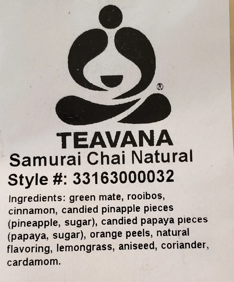 🌈🍊 ¡NUEVO! RARO! ¡BOLSA DE TÉ SELLADA TÉ MATE TEAVANA 8 OZ SAMURAI CHAI NATURAL! Foto 4 de 4
