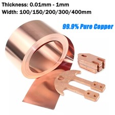 99.9% Pure Copper Cu Metal Sheet Strip T2 0.01mm-1mm Thickness 100mm-400mm Width