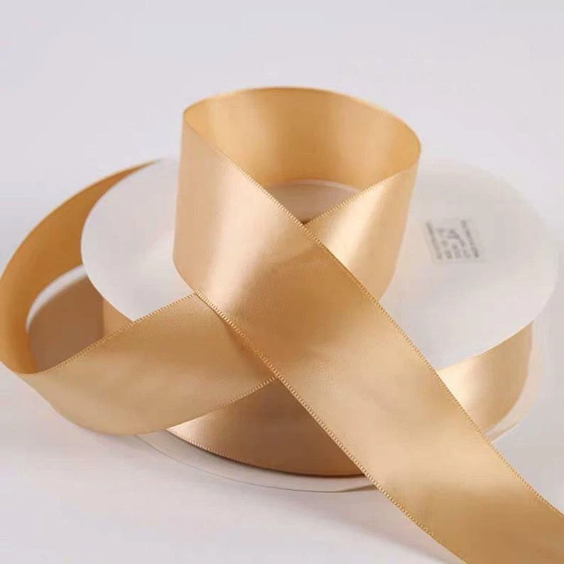 91m Champagne Satinado Poliéster Cintas Navidad Boda Favor Caja Envoltura Regalo Foto 2 de 4