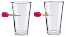 Original BenShot Pint Glass w/ Real Dart Groomsmen Unique Man Gift ~ 2 PACK