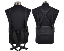 Black MOLLE Load Bearing Tactical Army Military Padded Belt Adjustable Suspender