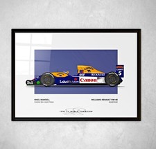 NIGEL MANSELL SIGNED PRINT PHOTO POSTER WILLIAMS 1992 FRAMED F1 FORMULA ONE 1