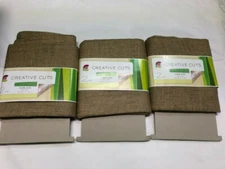 Pack of 3 - CREATIVE CUTS 2 Yards 100% Jute Purlap Felt Fabric Tan