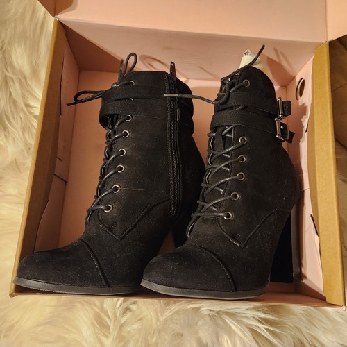 NIB Womens  Charlotte Russe Ankle Boots Amilia Sz 6 Black 4" Heel  - Picture 13 of 16