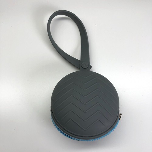 Ali + Oli Pacifier Case Holder Silicone Gray Blue Zip Travel Accessory Bag