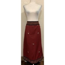 Handmade Vintage Y2K Burgundy Maxi Beaded Thailand Skirt Women's S/M