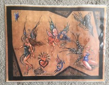 Tattoo Studio Shop Flash Single By Mauro Cesar Fairies Rose Heart 11"X14" Print