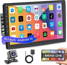 Hikity 10.1 Inch Android Car Stereo Touch Screen Double Din Radio Wifi Camera