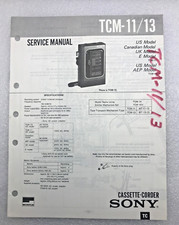 Original OEM Sony TCM-11/13 Service Manual Repair Cassette Corder Walkman 1987