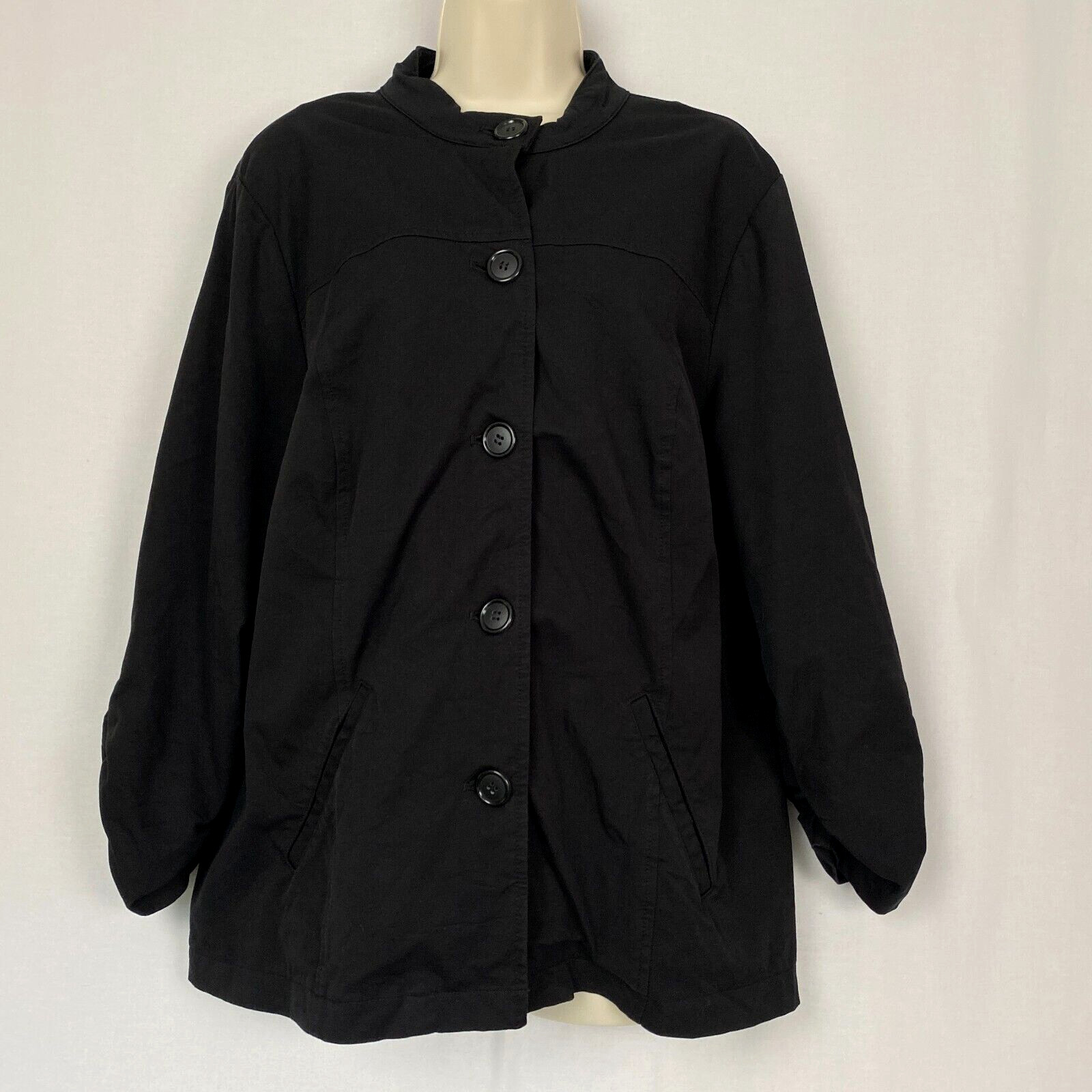 Chicos Shacket Jacket Size 2 Solid Black Button U… - image 1